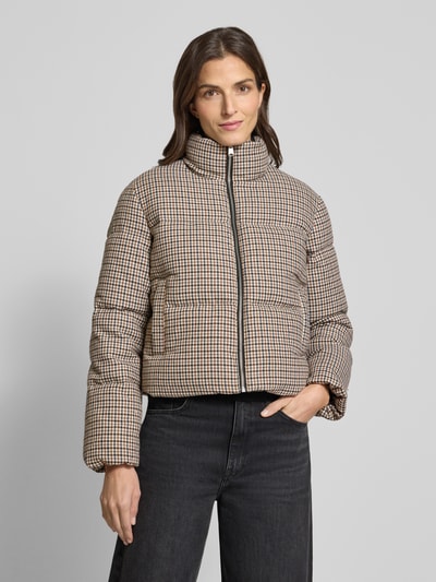 Vero Moda Boxy fit gewatteerd jack en vichy-motief, model 'LYON' Middenbruin - 4