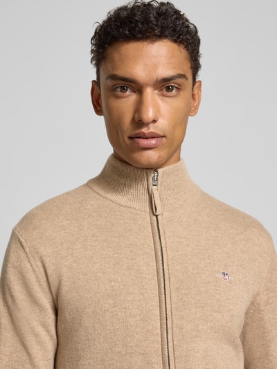 Gant Gebreid jack met ritssluiting Zand gemêleerd - 3