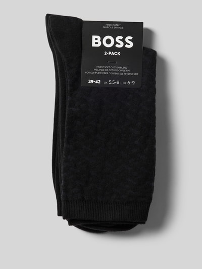 BOSS Sokken met labelstitching, model 'Monogram' in een set van 2 paar Zwart - 3