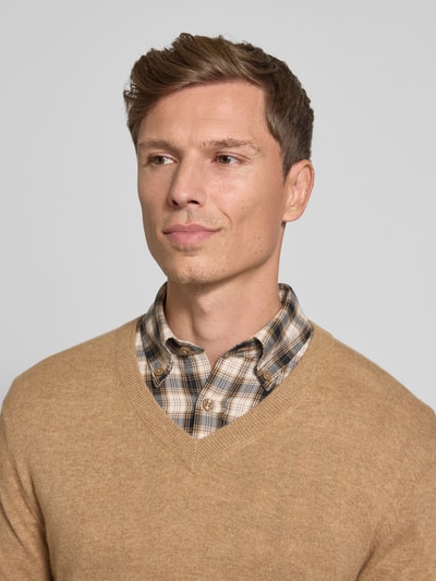 Christian Berg Men Strickpullover aus Wolle-Kaschmir-Mix mit V-Ausschnitt Sand Melange 3