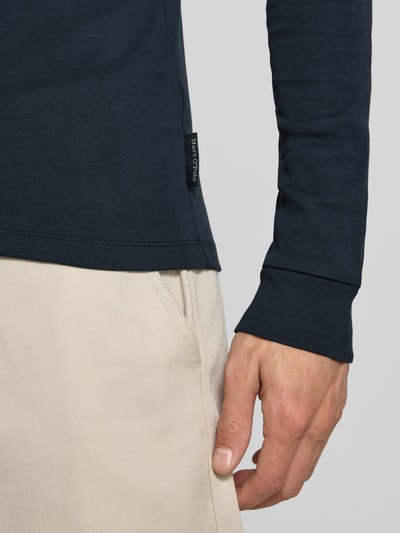 Marc O'Polo Shaped Fit Langarmshirt aus reiner Baumwolle mit Rollkragen Marine 3