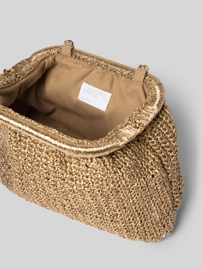 Produktfoto, Handtasche mit Schulterriemen von Jake*s Cocktail, Strukturmuster, Metallic-Design, Hauptfach mit Schnallenverschluss, Produktmaße ca. 24x15x8 cm, Schulterriemen Ketten-Optik, goldfarbene Textur