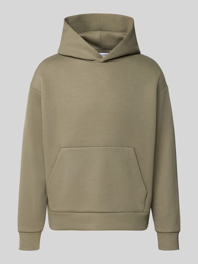 Produktfoto, Relaxed Fit Hoodie mit Baumwoll-Anteil Modell 'Barron' von JACK & JONES in Beige, Material-Mix, Kängurutasche, Kapuze, elastische Abschlüsse