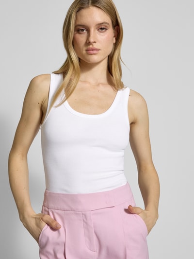 Rich & Royal Top z prążkowanymi wykończeniami Biały 3