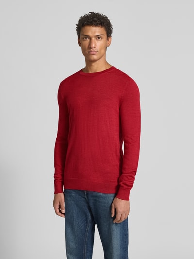 Christian Berg Men Regular Fit Longsleeve aus Merino-Mix Rot Melange 4