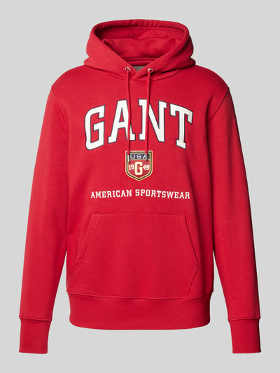 Gant Hoodie mit Label-Print Rot 1