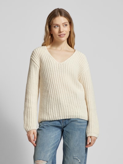 Lanius Strickpullover mit V-Ausschnitt Offwhite 4