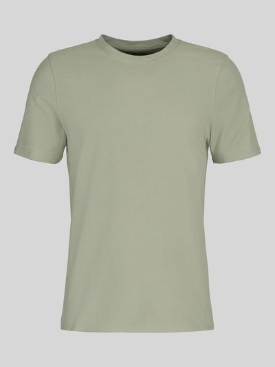 Produktfoto, T-Shirt mit Rundhalsausschnitt von MCNEAL in Grün, reine Baumwolle, Slim Fit, glatte Textur, Rückenlänge bei Größe M 68 cm