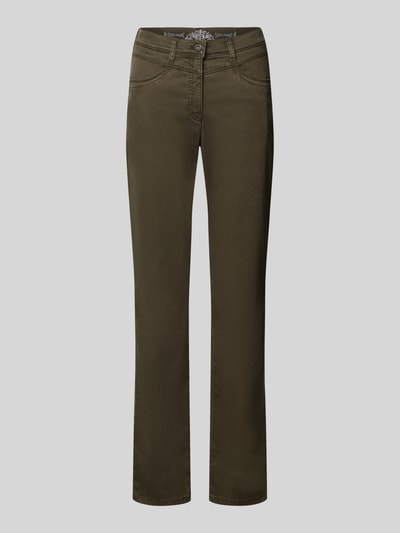 Raphaela By Brax Mid Waist Hose mit Umschlagabschluss Modell 'Laura New' Khaki 1