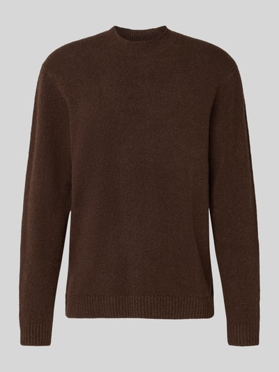 JACK & JONES Premium Sweter dzianinowy z kołnierzykiem polo model 'MAVERICK' Czekoladowy 2