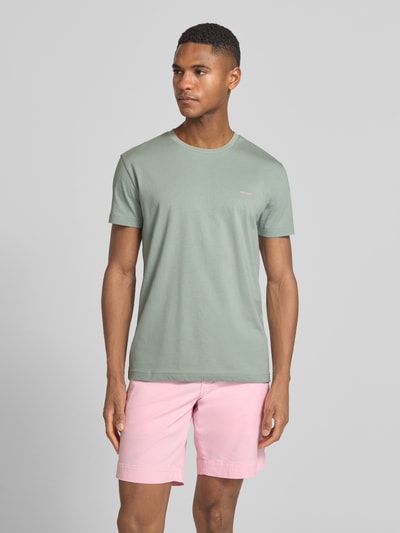 GANT t-shirt z detalem z logo Jasnoszary 4
