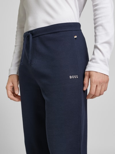 BOSS Regular fit sweatpants met structuurmotief Marineblauw - 3