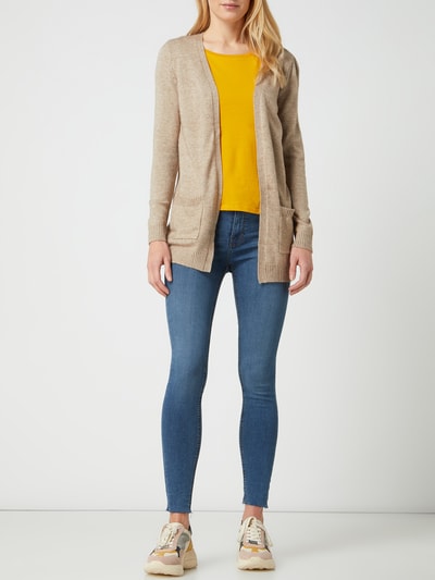 Only Lange cardigan met steekzakken Beige gemêleerd - 1