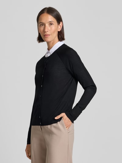 BOSS Regular fit gebreid jack van zuivere scheerwol, model 'FONAMI' Zwart - 4