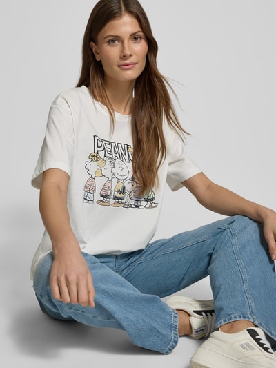 Jake*s Casual T-Shirt mit Peanuts®-Print Offwhite Melange 3