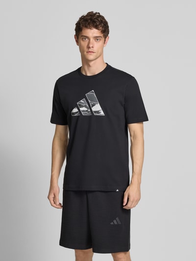 adidas Sportswear T-Shirt mit Label-Print und Rundhalsausschnitt Black 4