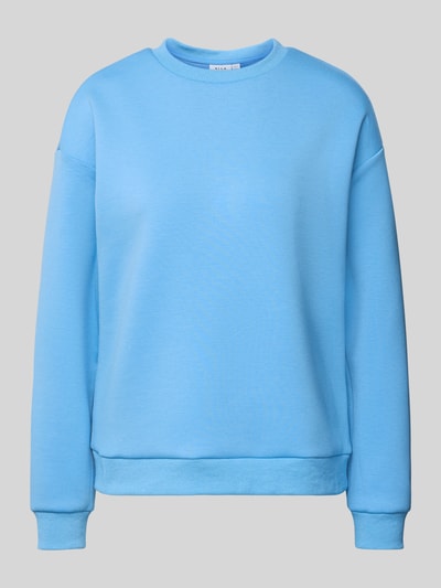 Productfoto, Regular Fit Sweatshirt uit viscosemix model 'Sandy' van Vila, effen lichtblauw, ronde hals, elastische boorden