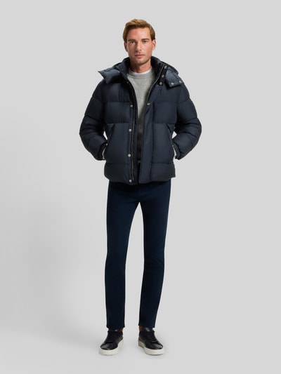BOSS Regular fit gewatteerd jack met opstaande kraag met drukknopen Marineblauw - 1