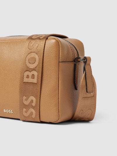 BOSS Handtasche aus Rindsleder in unifarbenem Design Camel 3