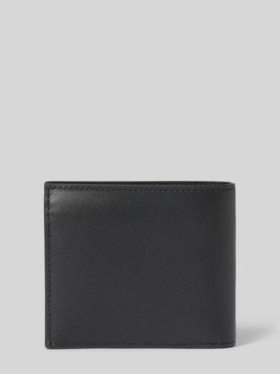 Produktfoto, Portemonnaie aus echtem Rindsleder Modell 'BILLFORD COIN' von Lacoste in unifarbenem Schwarz, Glattleder, Logo-Applikation aus Metall.