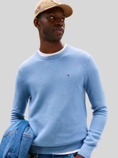 Tommy Hilfiger Regular Fit Strickpullover aus reiner Baumwolle Hellblau 3