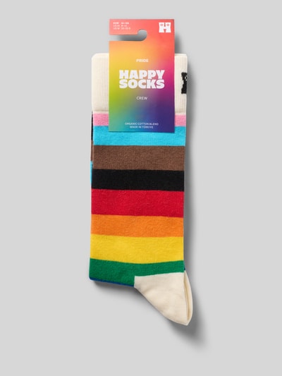 Produktfoto, Socken mit Pride-Print von Happy Socks in bunten Farben, elastische Rippbündchen, Damen Socken aus stretchiger Baumwollmischung, Label-Detail
