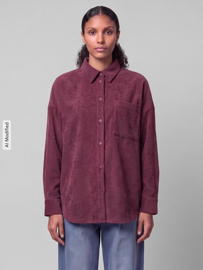 VERO MODA oversized fit blouse met lange mouwen met borstzak model 'SANNE' Donkerrood - 4