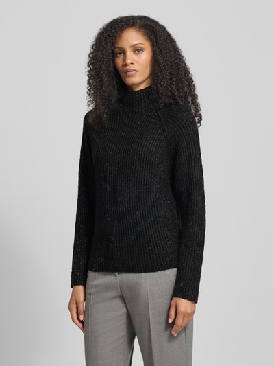 Jake*s Collection Gebreide pullover in riblook met opstaande kraag Zwart - 4
