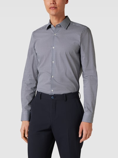 JOOP! Collection Slim Fit Business-Hemd mit Allover-Muster Modell 'Pit' Marine 4