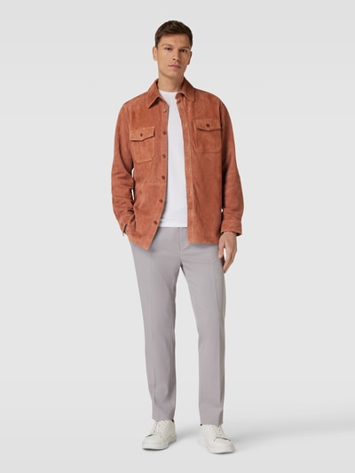 Scotch & Soda Overhemdjack in leerlook, model 'Suede' Lichtbruin - 1