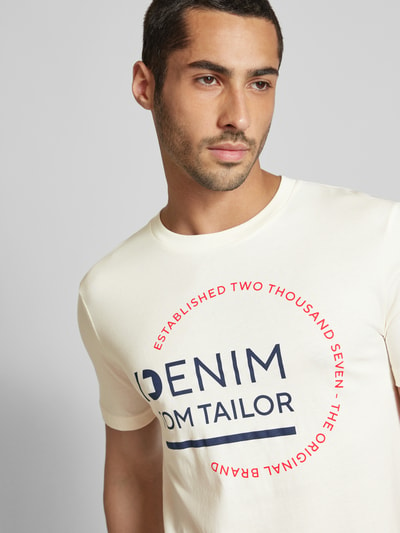 Tom Tailor Denim T-shirt met ronde hals Offwhite - 3