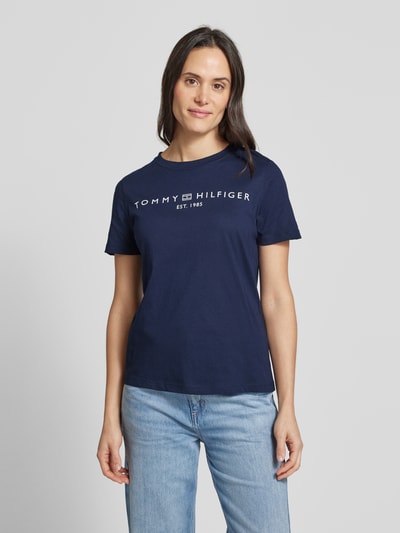 Tommy Hilfiger T-shirt met labelprint Marineblauw - 4