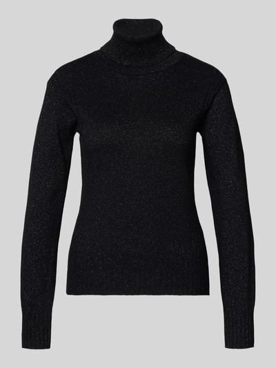 ARMANI EXCHANGE Sweter z wywijanym kołnierzem o kroju slim fit z domieszką kaszmiru Czarny 2