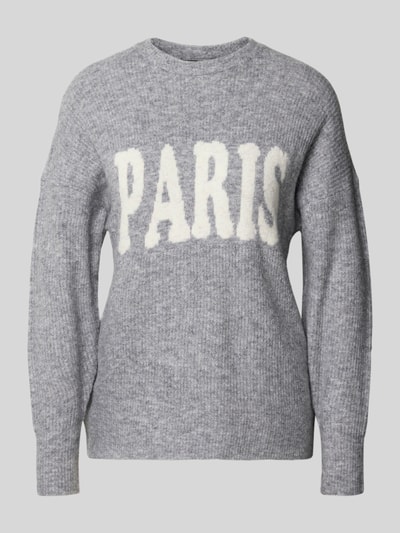 Only Sweter z dzianiny o kroju regular fit z dodatkiem wełny model ‘JERICO’ Średnioszary melanż 2