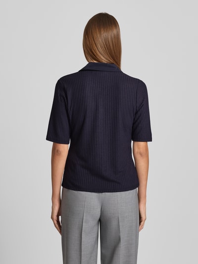 comma Gebreid shirt met platte kraag Donkerblauw - 5