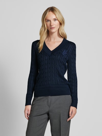 Lauren Ralph Lauren Gebreide pullover met ribboorden Marineblauw - 4