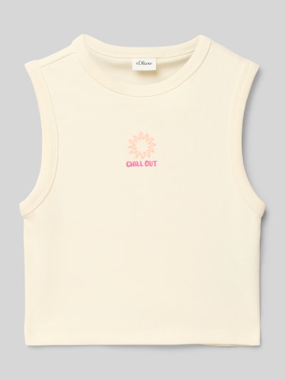 s.Oliver RED LABEL Slim Fit Top mit Baumwollanteil Ecru 1