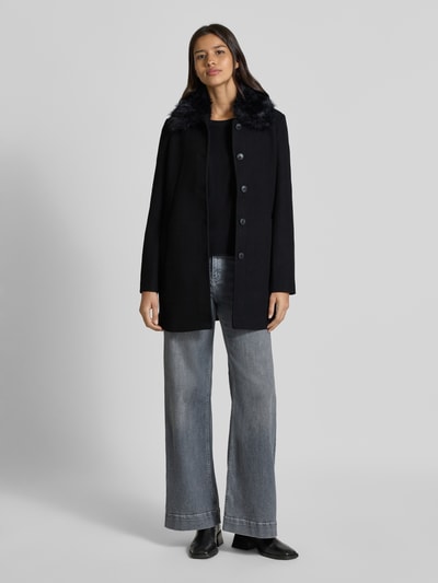 Vero Moda Regular Fit Mantel mit Kunstpelz-Kragen Modell 'AUTUMN' Black 1