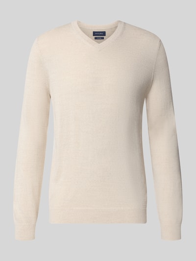 Christian Berg Men Strickpullover aus Woll-Mix mit V-Ausschnitt Ecru Melange 2