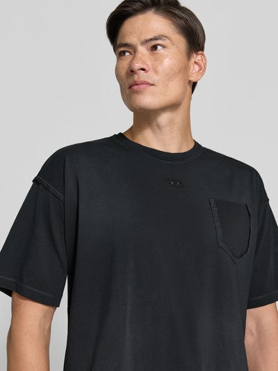 Diesel T-shirt met borstzak model 'T-POCK' Zwart - 3