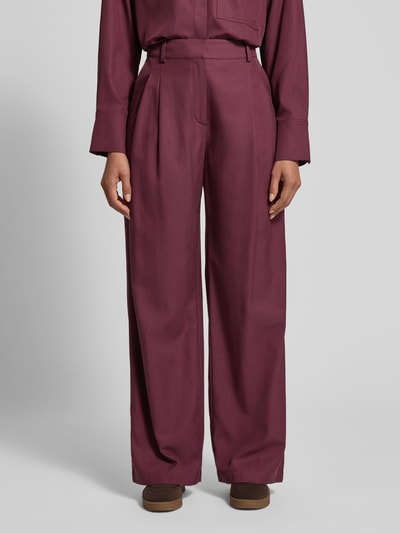 JAKE*S STUDIO WOMAN Stoffen broek van een mix van lyocell en katoen met wijde pijpen Bordeaux - 4