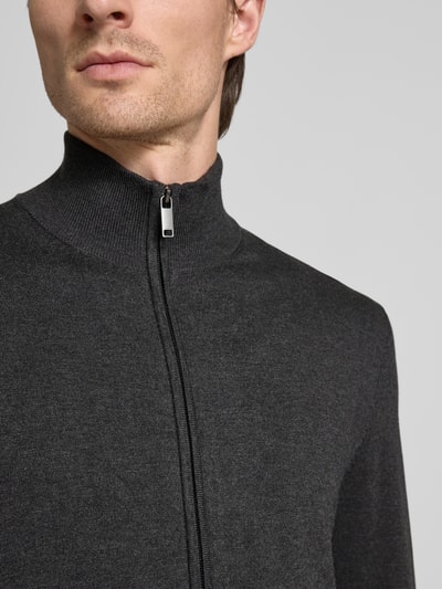 MCNEAL Strickjacke aus Viskose-Mix mit Stehkragen Dunkelgrau Melange 3