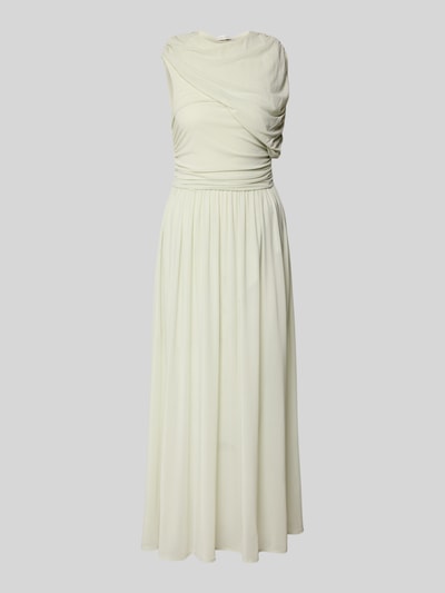 Produktfoto, Maxikleid mit Drapierungen Modell 'MEJSE' von Copenhagen Muse, jasny kremowy kolor, materiał z domieszką stretchu, krój slim fit, długość tyłu w rozmiarze S: 134 cm, szerokość w rozmiarze S: 37 cm, delikatna tekstura, eleganckie drapowania