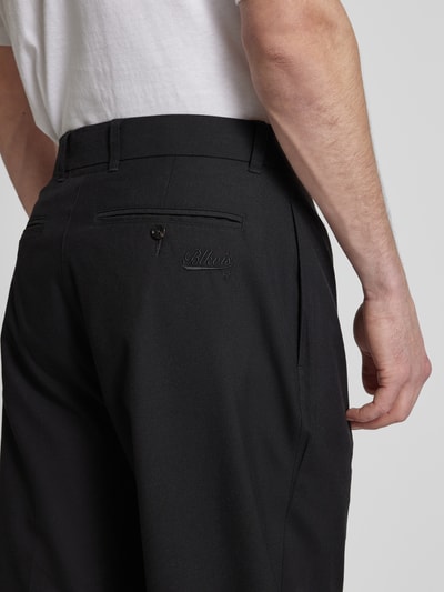 BLKVIS Regular Fit Hose aus Viskose-Mix mit Bundfalten Black 3