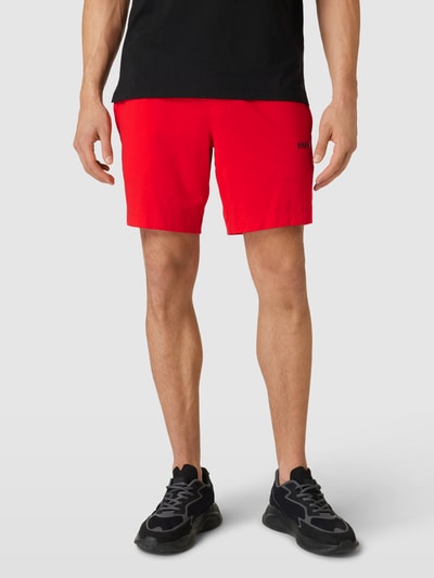 HUGO Regular fit sweatshorts met labelprint Rood - 4