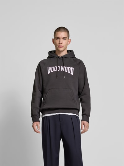 Wood Wood Oversized Hoodie mit Label-Print Anthrazit 4