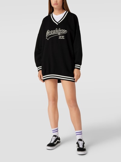 Only Oversized sweatjurk met V-hals, model 'NIA' Zwart - 1