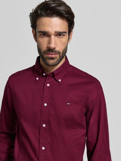 Tommy Hilfiger Regular fit zakelijk overhemd van puur katoen Bordeaux - 3