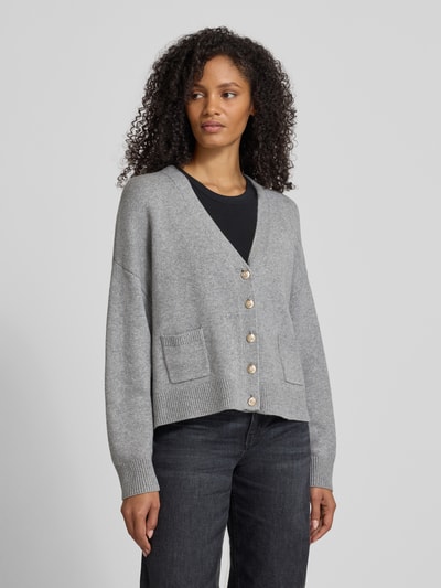 s.Oliver RED LABEL Oversized gebreid jack van katoenmix  Lichtgrijs gemêleerd - 4