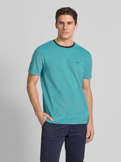 Gant T-shirt met structuurmotief Oceaanblauw - 4